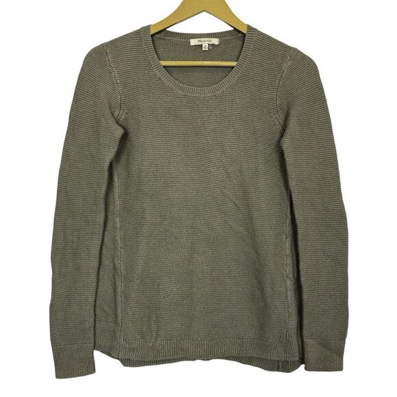 Madewell Riverside Texture Oversized Sweater XS Olive Green Crew Neck Pullover - Picture 2 of 6